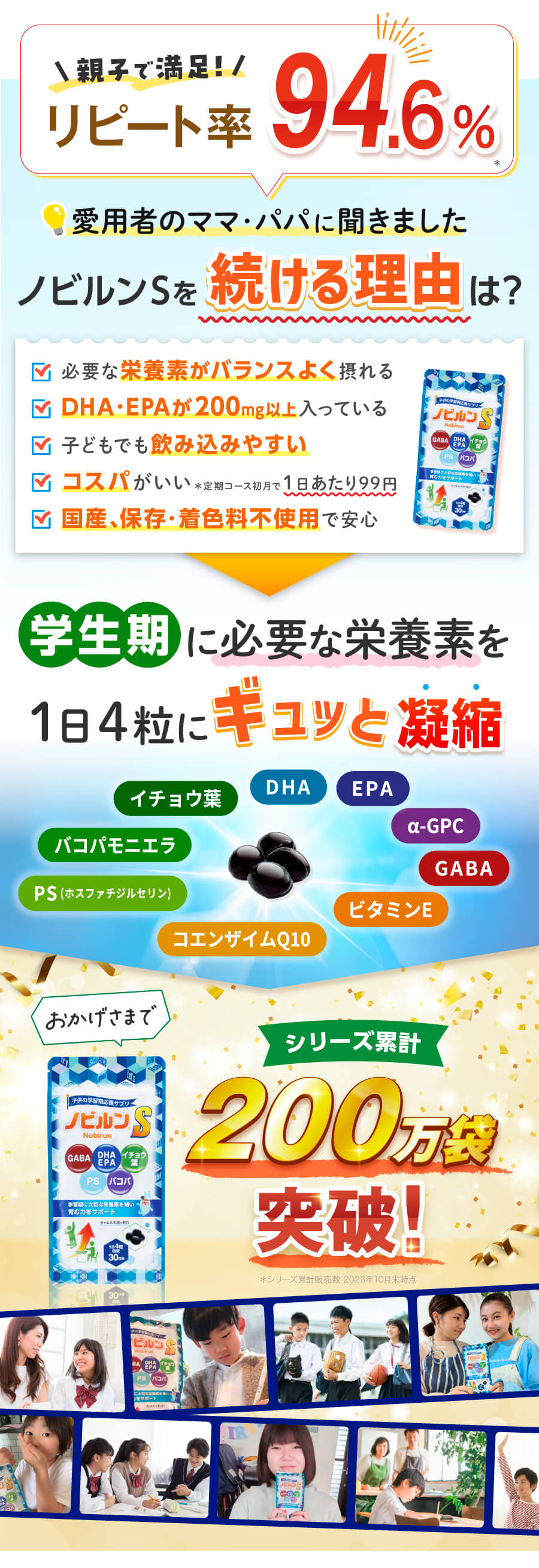 親子で満足！リピート率94.3％　200万袋突破